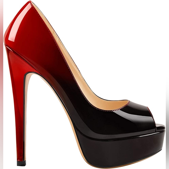 Richealstore Shoes - Sexy Peep Toe Pumps Platform Slip-On High Stiletto Heels